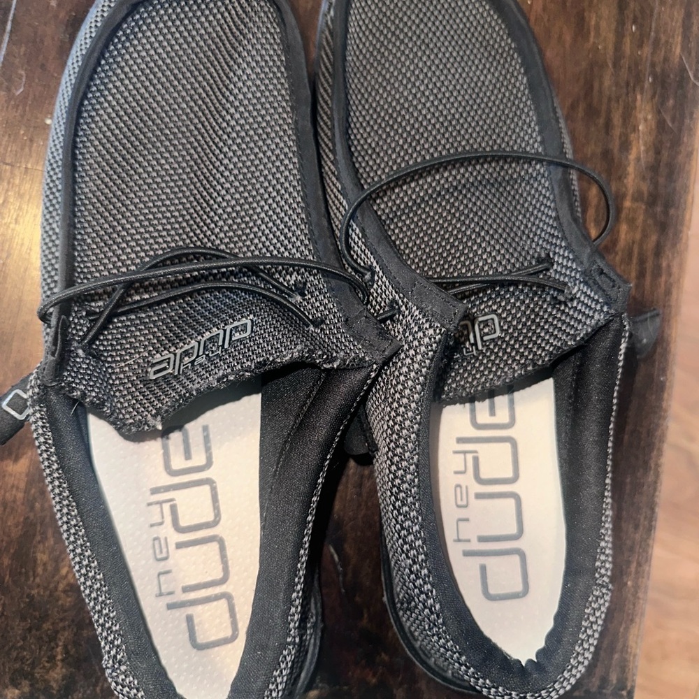 Hey Dude Men's Black and Gray Loafers